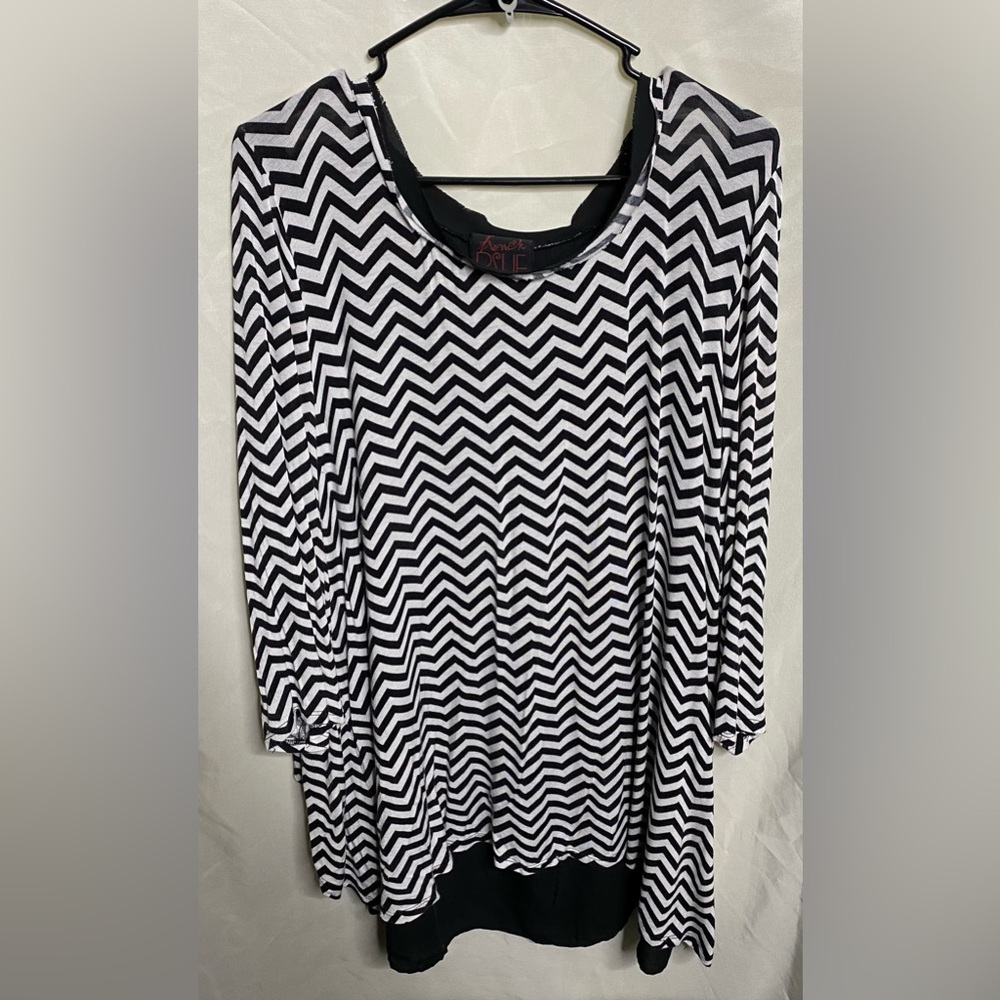 French Blue Layered Tunic Blouse